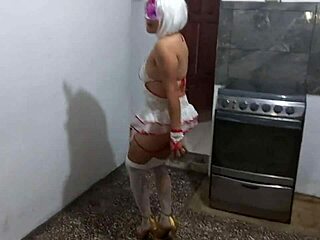 mexican milf model slips into sexy lingerie and high heels, her wet vagina and brown ass craving thick cock pounding