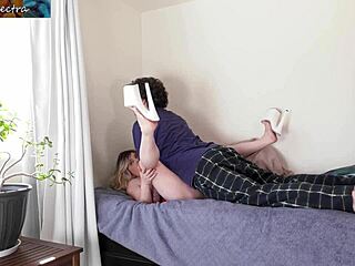 horny stepmom begs stepson to finger her fat tits n pussy till she cums hard.
