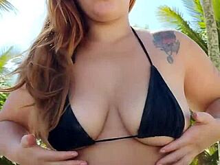 she threw on short bikini and hit beach chasing guys