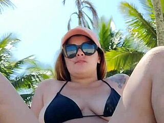 she threw on short bikini and hit beach chasing guys