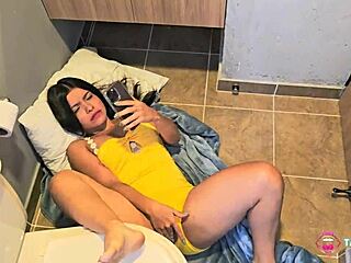 Teen Masturbates in Bathroom then Fucks to Keep Secret from Parents
