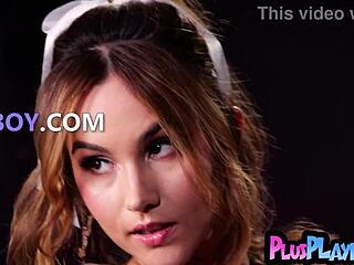 Ophelia Fae stretches lingerie-clad before teasing strip
