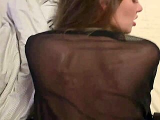A neighbor sneaks through balcony into bedroom for huge cock pov fucking while husband waits at home