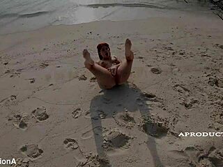 Marina Gold's beach tease hints at wild public squirting fun