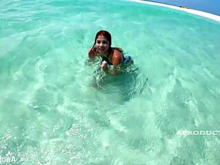 Marina Gold's beach tease hints at wild public squirting fun