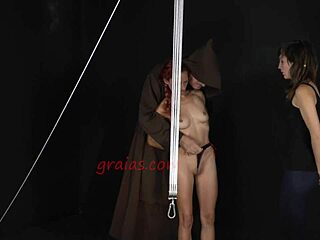 Cute Redhead Punished Hard in Kinky BDSM Threesome!