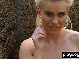 Big Boobed Natural Blondie Jenessa Dawn Rips Clothes for Outdoor Striptease