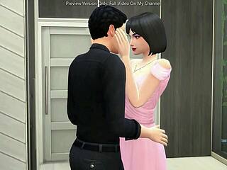 Rough creampie riding cowgirl with my horny girlfriend on Valentine's - 3D sims 4 animation