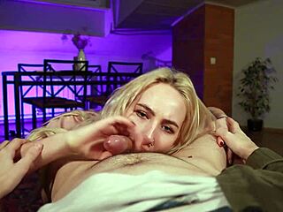 my pretty blonde hairdresser visits for homemade deepthroat blowjob and cum coverage.