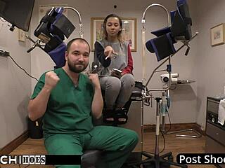 😩 freshman squirms from doctor's mandatory hitachi pussy orgasm!