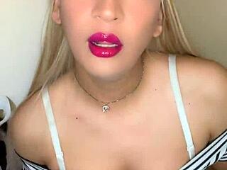 trans girl flaunts small tasty tits in crossdress tease