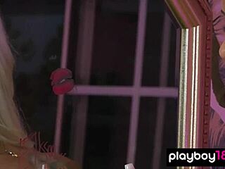 Petite Blonde Elsa Jean's Heart Races Posing in Sexy Black Lingerie