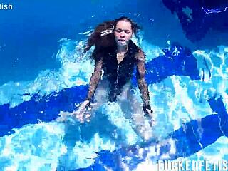 jessica bunny goes wild underwater with her wet latina tits and ass