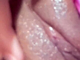 colombiana neighbor in shorts massages her huge natural tits and big ass with dildo