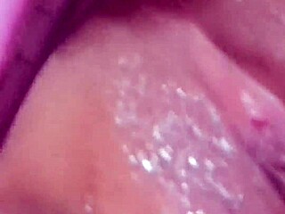 colombiana neighbor in shorts massages her huge natural tits and big ass with dildo