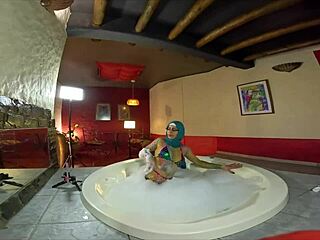 mia niqab takes cock from pussy straight to mouth while bent over in jacuzzi