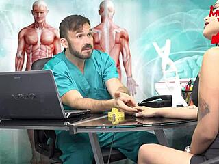 Brunette patient begs doctor for hardcore anal in office