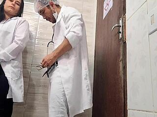 hot nurse sneaks to hospital bathroom with doctor for juicy pussy licking and rough face fuck!!