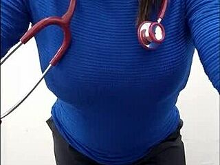 Real Hospital Latina Nurse Flashes Big Tits Makes Homemade Boss Office Porno