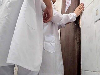hot nurse sneaks to hospital bathroom with doctor for juicy pussy licking and rough face fuck!!