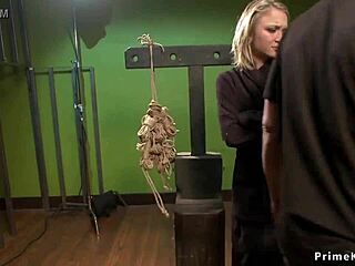 Blonde Spinner Endures Brutal Tight Bondage Torment and Pain
