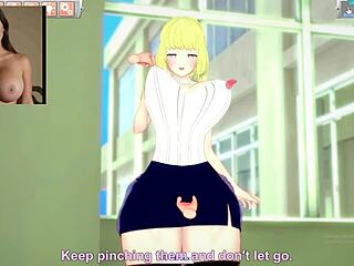 blonde russian babe in lingerie gets fucked hard in NTR game and squirts wildly