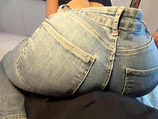 pov bubble butt fetish grind in tight jeans big ass rubbing clothes on