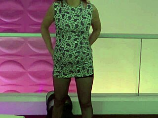 StepMom Lifts Dress Exposing Pussy for Stepson's Jerk Off Cum Explosion