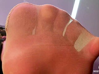 POV Nylon Goddess Soles Worship from Below in Pantyhose