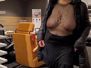 Wife's Subtle Store Flash Tease