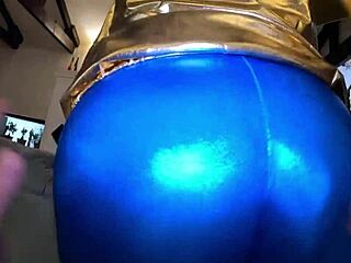 SHINY CAMELTOE TEASED SPANKED HARD DEEP BLOWJOBS ROUGH DOGGY DOUBLE CUMSHOT!