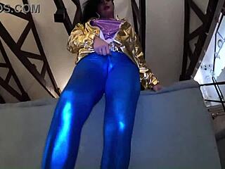 SHINY CAMELTOE TEASED SPANKED HARD DEEP BLOWJOBS ROUGH DOGGY DOUBLE CUMSHOT!