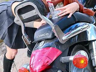 i'm riding this fat dildo hard right on my motorcycle in public