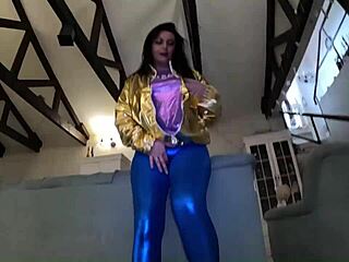 SHINY CAMELTOE TEASED SPANKED HARD DEEP BLOWJOBS ROUGH DOGGY DOUBLE CUMSHOT!