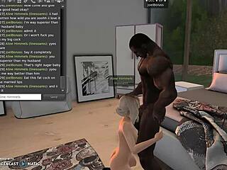 cheating wife rides old black friend's cock as husband watches unaware