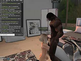 cheating wife rides old black friend's cock as husband watches unaware