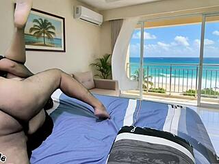 Asian Step Mom's Tight Pussy Dripping Alone with Step Son at Beach House