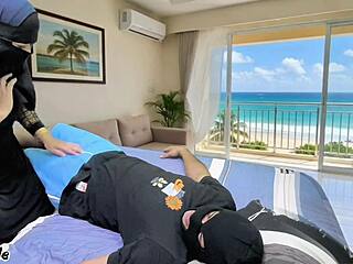 Asian Step Mom's Tight Pussy Dripping Alone with Step Son at Beach House