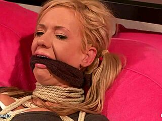 blonde student gets hogtied, gagged, and monster cock slammed rough