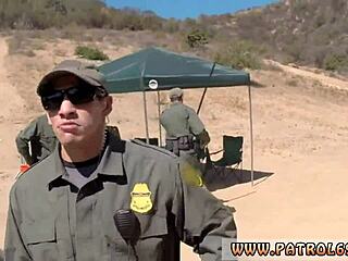 Blonde Cop Threesome on Rubber Hood HD Cumshot!