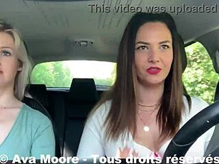unknown guy gets lucky with two girls sucking him dry roadside