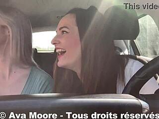 unknown guy gets lucky with two girls sucking him dry roadside