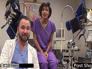 Patient moans to hitachi orgasm from sexy nurse Jackie Banes 😍🔥💦