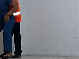 The janitor can't resist the sexy nurse's seduction grabs a condom and pounds her wildly in the hospital hallway