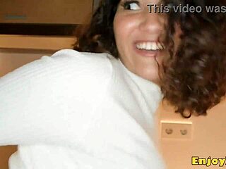 venus afrodita's hefty latina boobs bounce during raunchy hairy pussy hump while watching porn