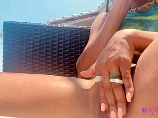 horny smoker jenna foxx fingers big clit outdoors rubbing trimmed pussy to orgasm