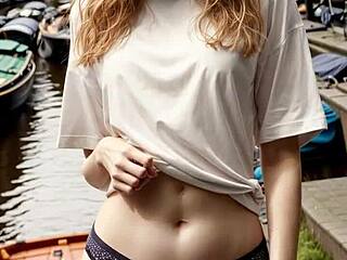 lingerie models tease barefoot asses along amsterdam canals