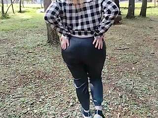 MILF Mommy Flashes Big Tits and Ass in Public Street