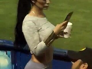 milf's sexy ass shaking in leggings at stadium?