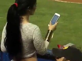 milf's sexy ass shaking in leggings at stadium?